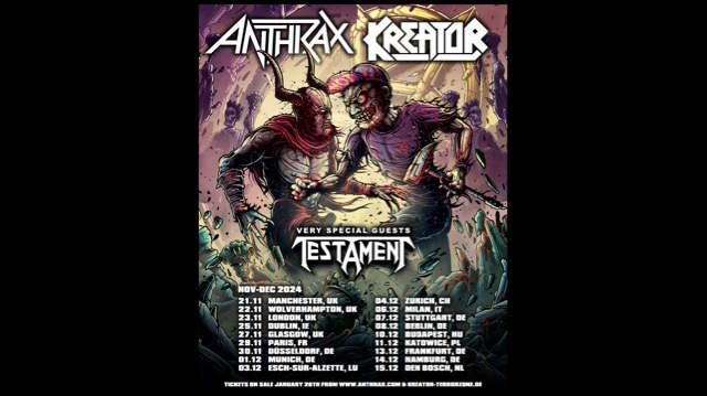 Anthrax, Kreator and Testament Announce 2024 Tour