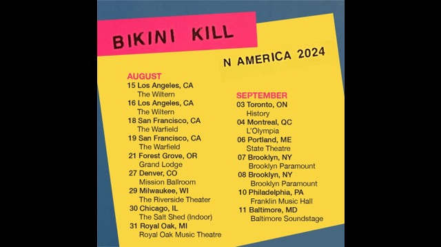 Bikini Kill Announce North American Summer Tour