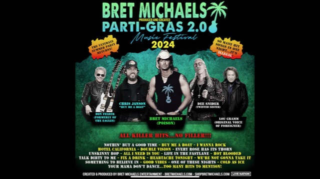 Bret Michaels Recruits Don Felder, Lou Gramm, Chris Janson For Parti-Gras 2.0 Music Festival Tour