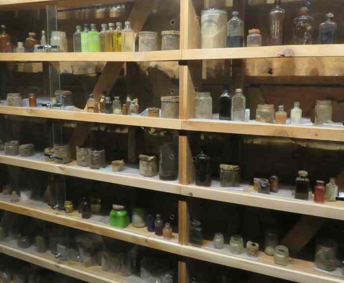 Mysterious bottles and jars in the Baker Hospital morgue