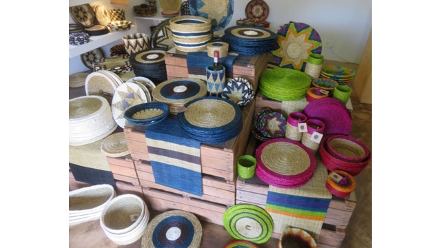 Colorful handmade crafts are available at the shops at Ngwenya Glass